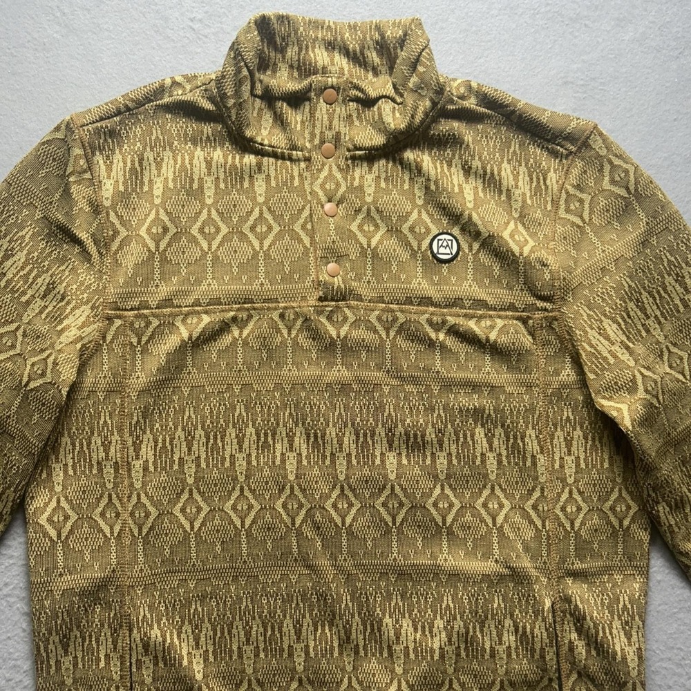Avalanche Pullover Mens Medium Aztec Fleece Quarter Snap Up Olive Army Geometric